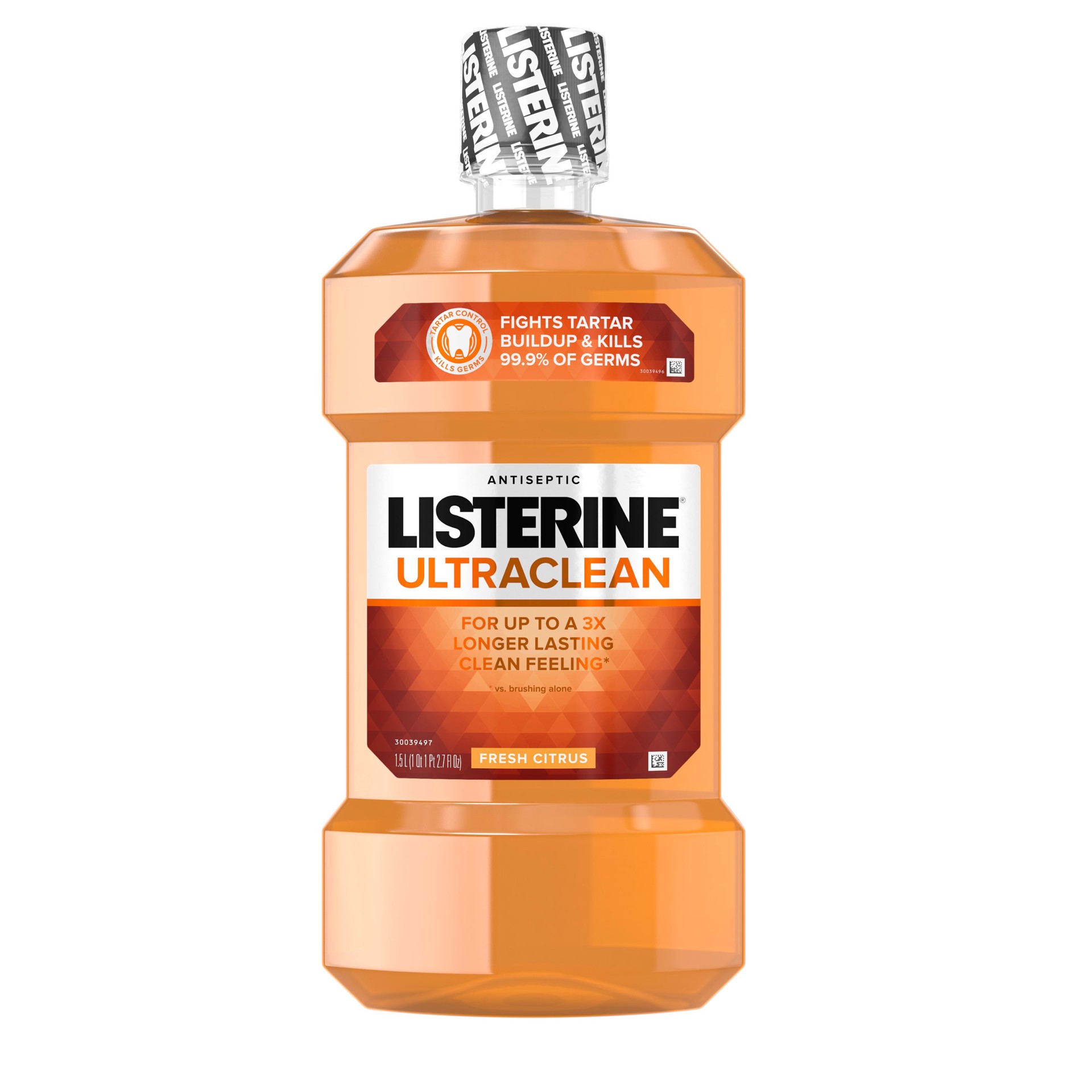 slide 5 of 5, Listerine Ultraclean Oral Care Antiseptic Mouthwash with Everfresh Technology to Help Fight Bad Breath, Gingivitis, Plaque and Tartar, Fresh Citrus, 1.5 l, 1.50 liter