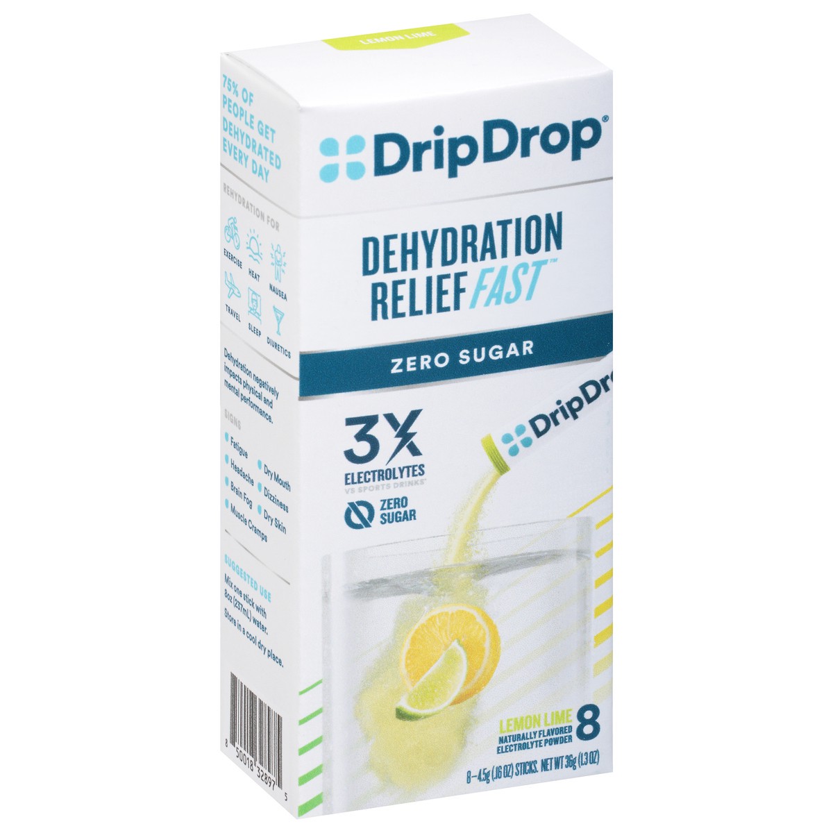slide 7 of 9, DripDrop Zero Sugar Lemon Lime Electrolyte Powder Sticks - 8 ct, 8 ct