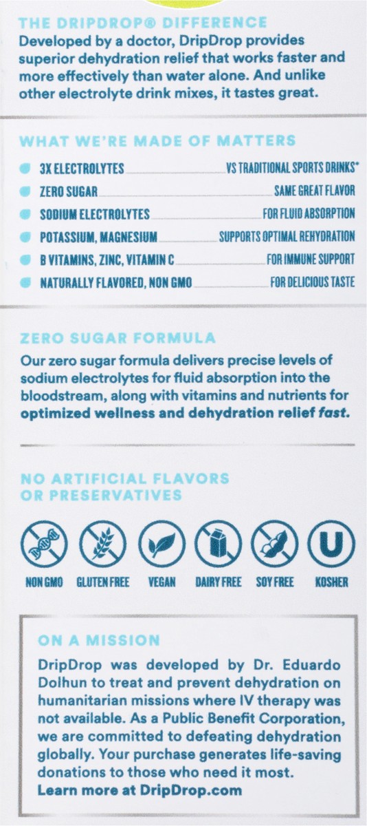 slide 6 of 9, DripDrop Zero Sugar Lemon Lime Electrolyte Powder Sticks - 8 ct, 8 ct