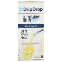 DripDrop Zero Sugar Lemon Lime Electrolyte Powder Sticks - 8 ct
