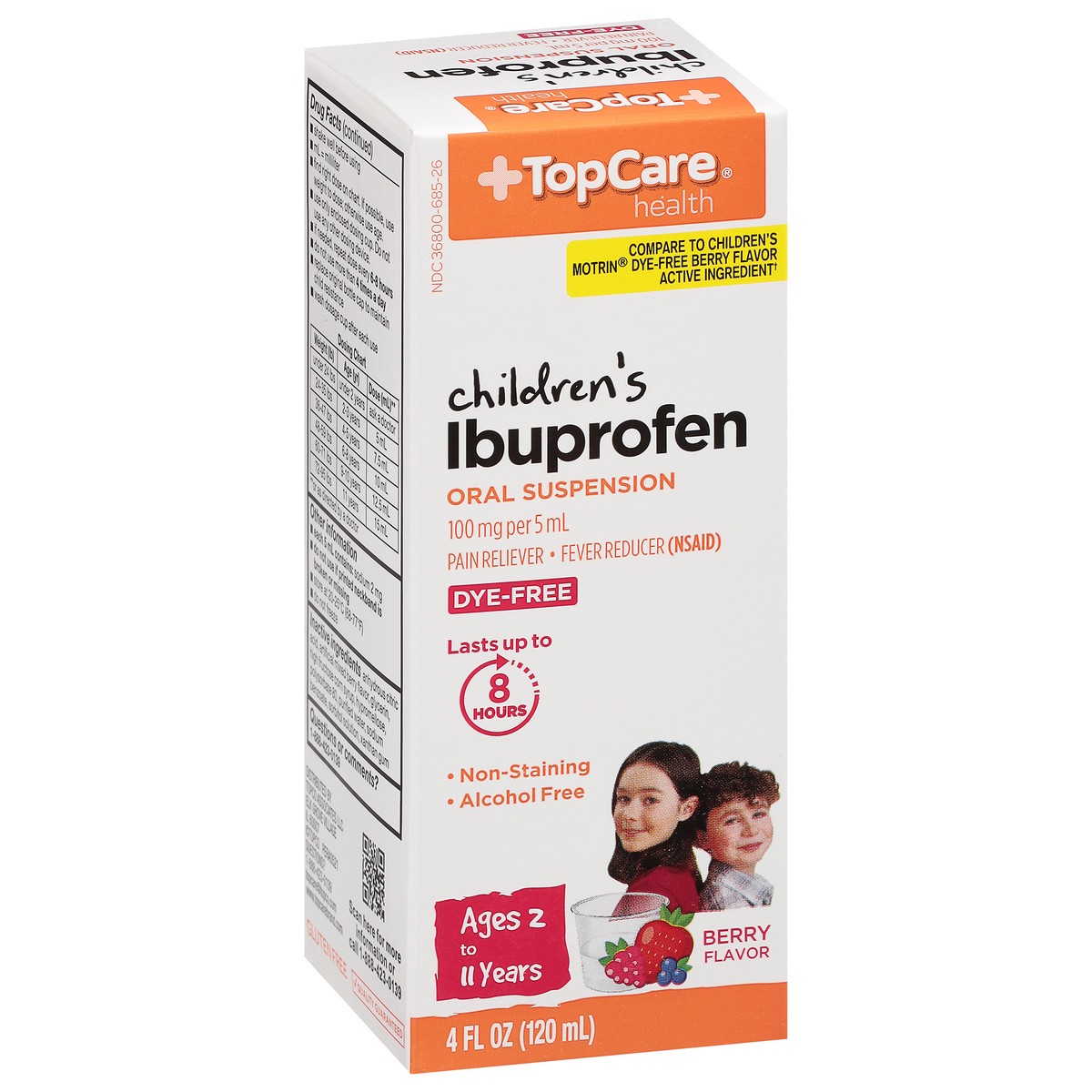 slide 13 of 14, TopCare Health 100 mg Dye-Free Children's Berry Flavor Ibuprofen 4 fl oz, 4 fl oz