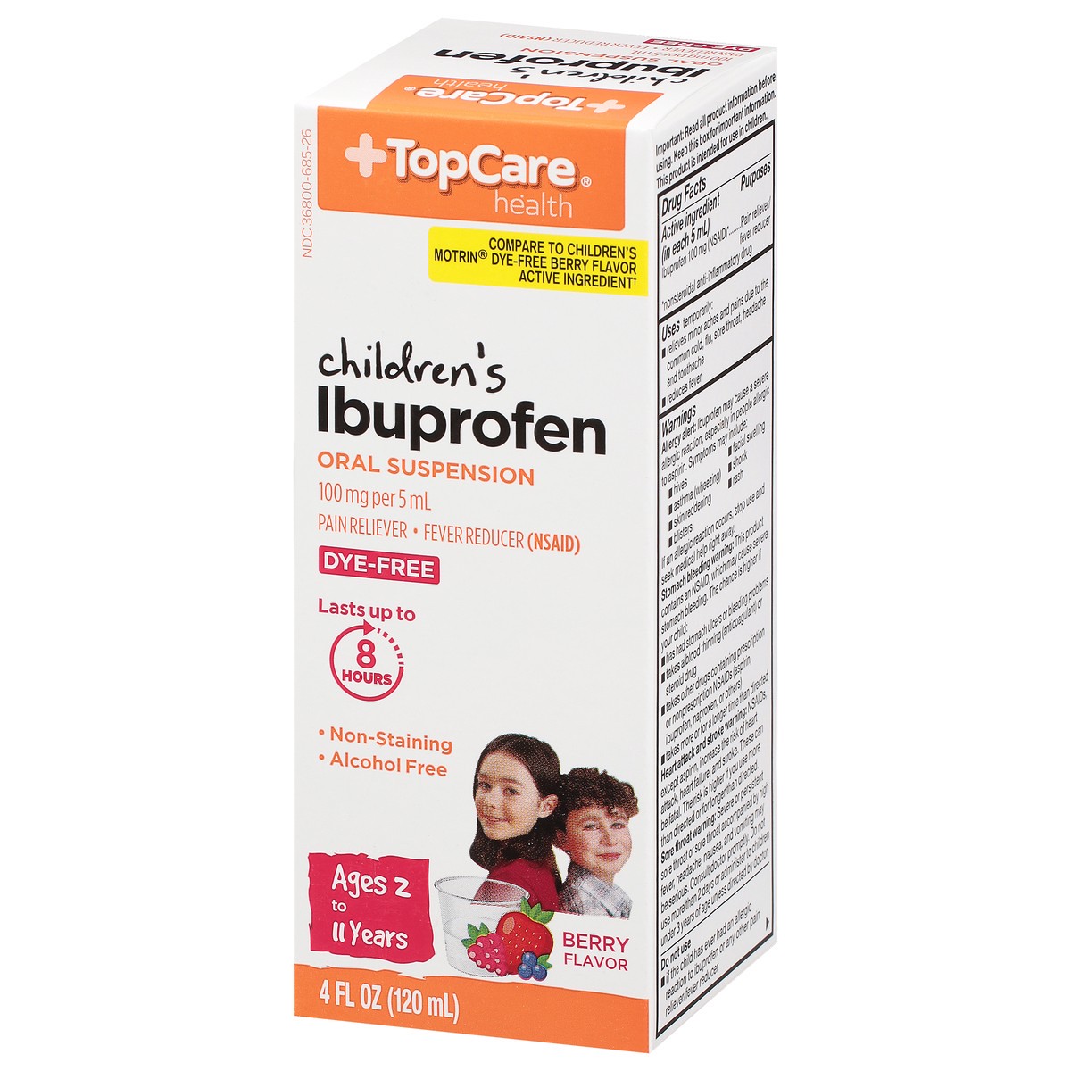 slide 12 of 14, TopCare Health 100 mg Dye-Free Children's Berry Flavor Ibuprofen 4 fl oz, 4 fl oz