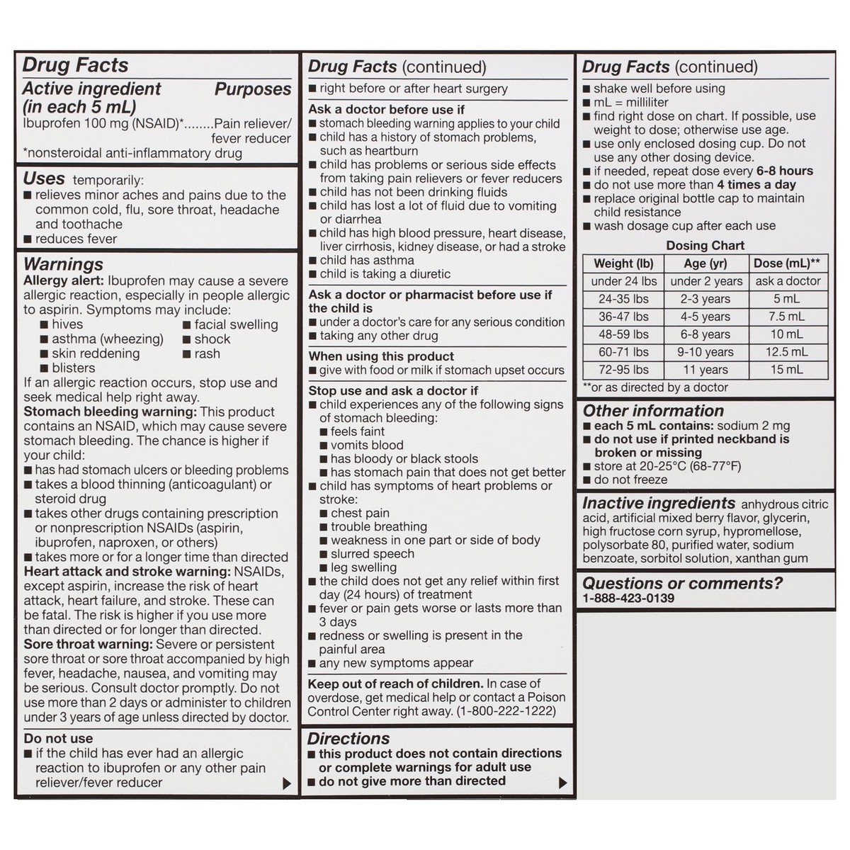 slide 2 of 14, TopCare Health 100 mg Dye-Free Children's Berry Flavor Ibuprofen 4 fl oz, 4 fl oz