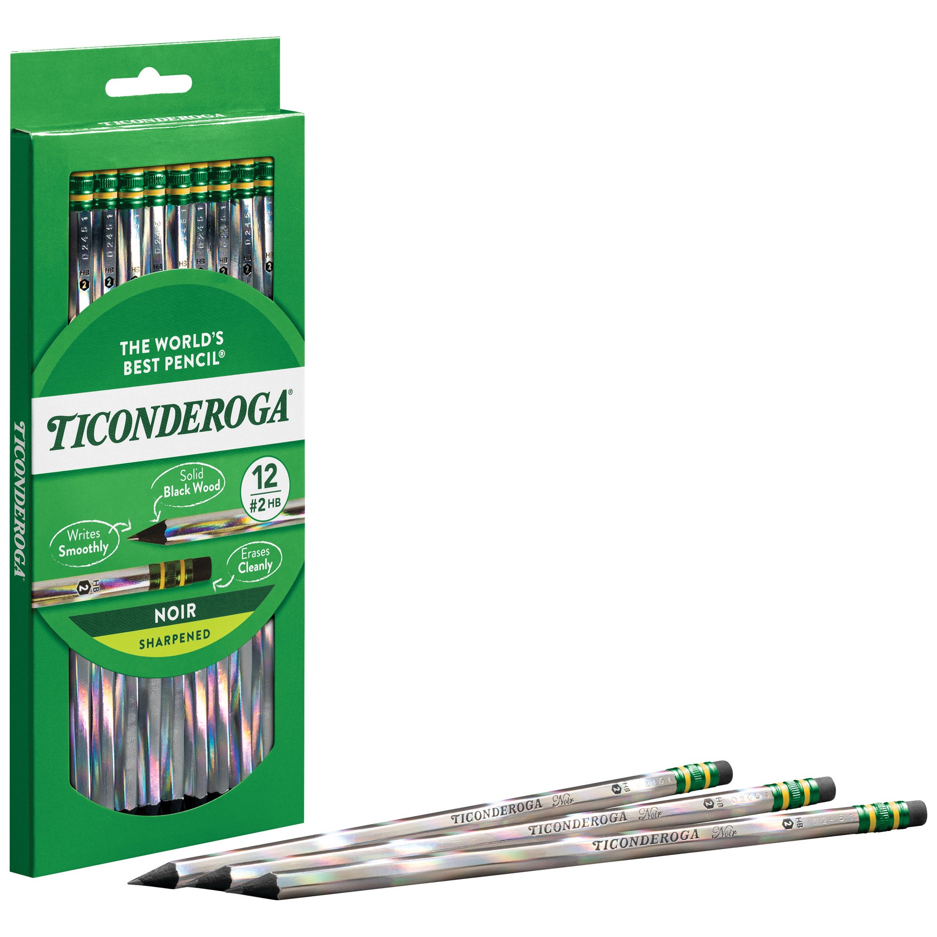 slide 5 of 5, Ticonderoga Noir Wooden Pencils Noir Holographic Sharpened 12ct, Holographic, 12 Ct, 12 ct