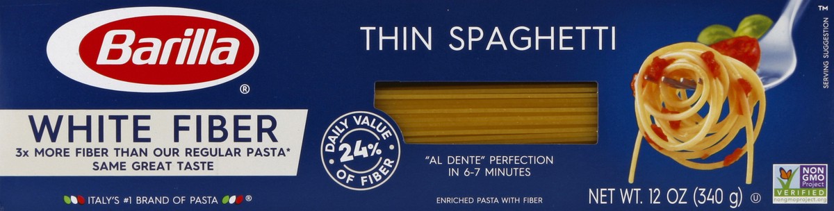 slide 4 of 4, Barilla White Fiber Thin Spaghetti Pasta, 12 oz