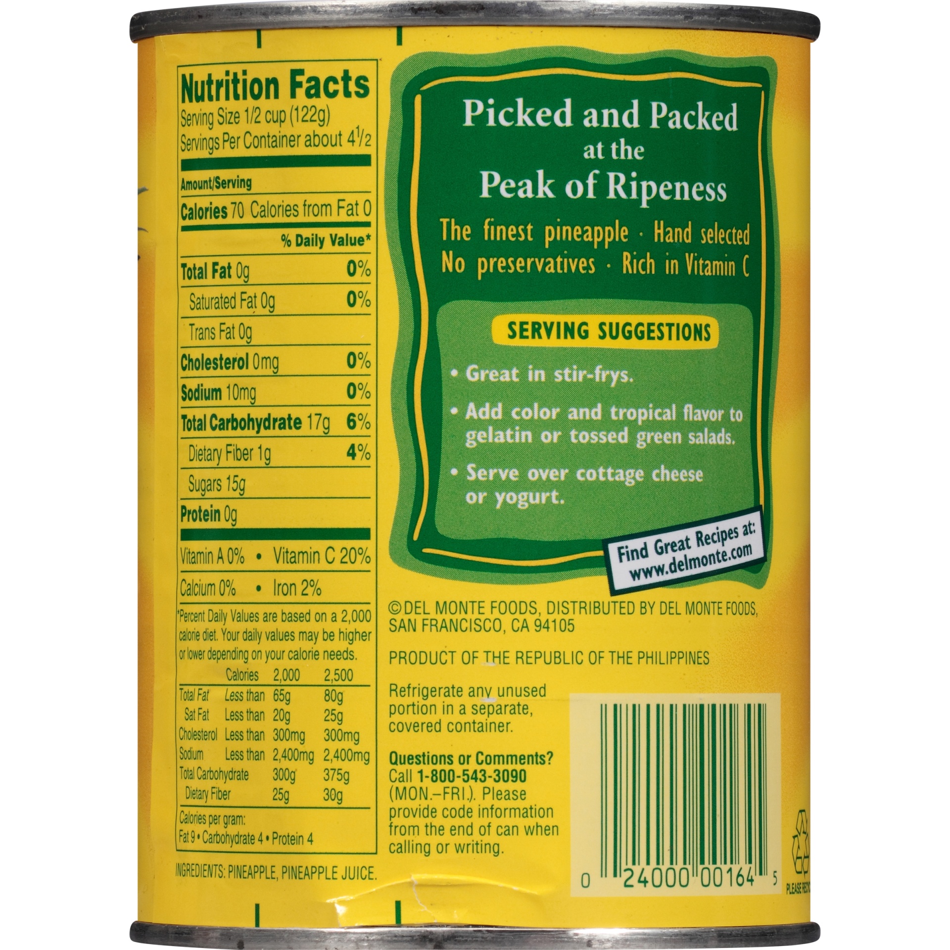 Del Monte Pineapple Chunks in 100 Juice 20 oz Shipt