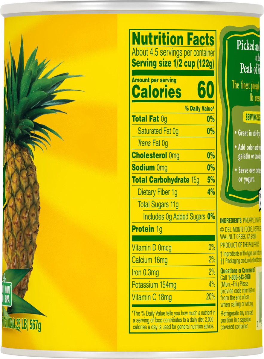 slide 5 of 5, Del Monte 100% Juice Pineapple Chunks Pineapple Chunks 20 oz Can, 20 oz