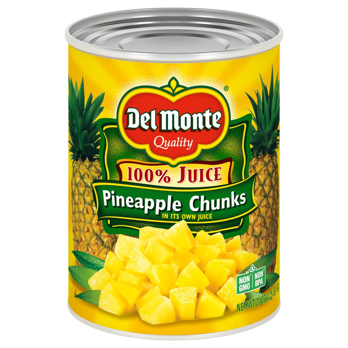 slide 1 of 5, Del Monte 100% Juice Pineapple Chunks Pineapple Chunks 20 oz Can, 20 oz