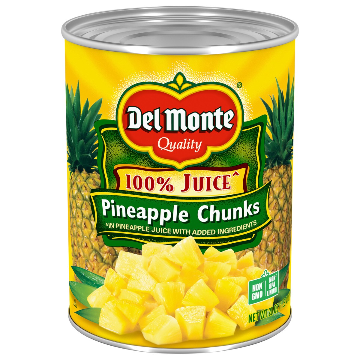 slide 1 of 5, Del Monte Pineapple Chunks in 100% Juice, 20 oz Can, 20 oz