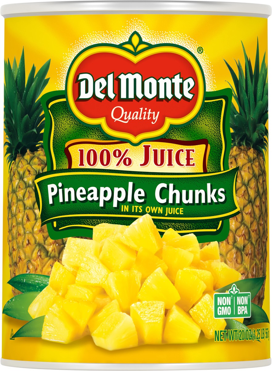 slide 1 of 5, Del Monte 100% Juice Pineapple Chunks Pineapple Chunks 20 oz Can, 20 oz