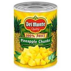 Del Monte 100% Juice Pineapple Chunks Pineapple Chunks 20 oz Can