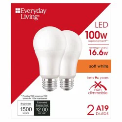 Everyday Living 16.6-Watt (100 Watt) A19 Led Light Bulbs - Soft White