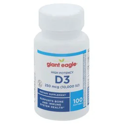 Giant Eagle Vitamin D3, High Potency, 250 mcg, Softgels
