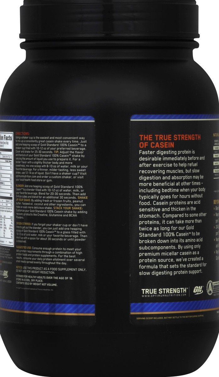 slide 2 of 3, Optimum Nutrition On Gold Standard 100% Casein Crmy Vanilla, 2 lb