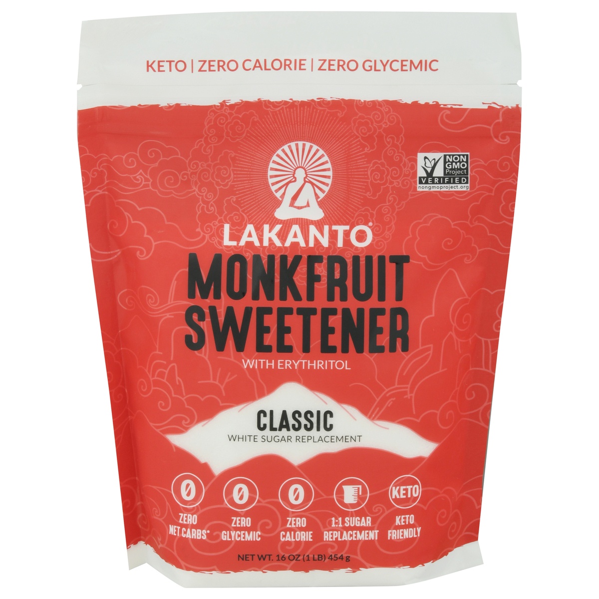 slide 1 of 1, Lakanto Monkfruit Sugar Free Sweetener, 16 oz