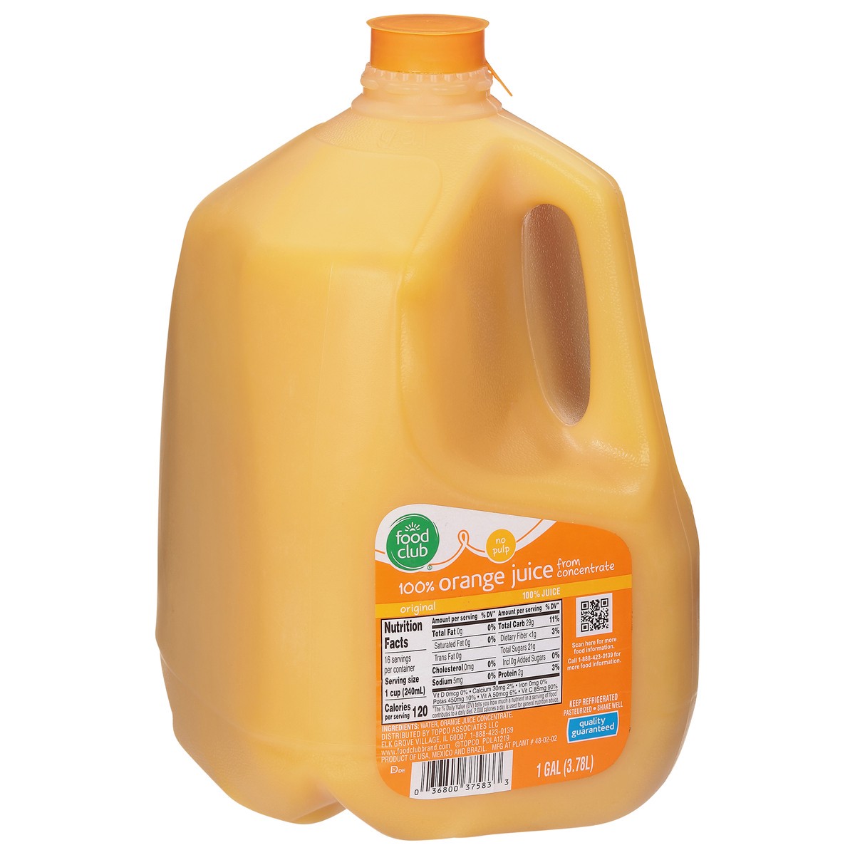 slide 7 of 11, Food Club 100% Original Orange No Pulp Juice From Concentrate - 128 oz, 128 oz