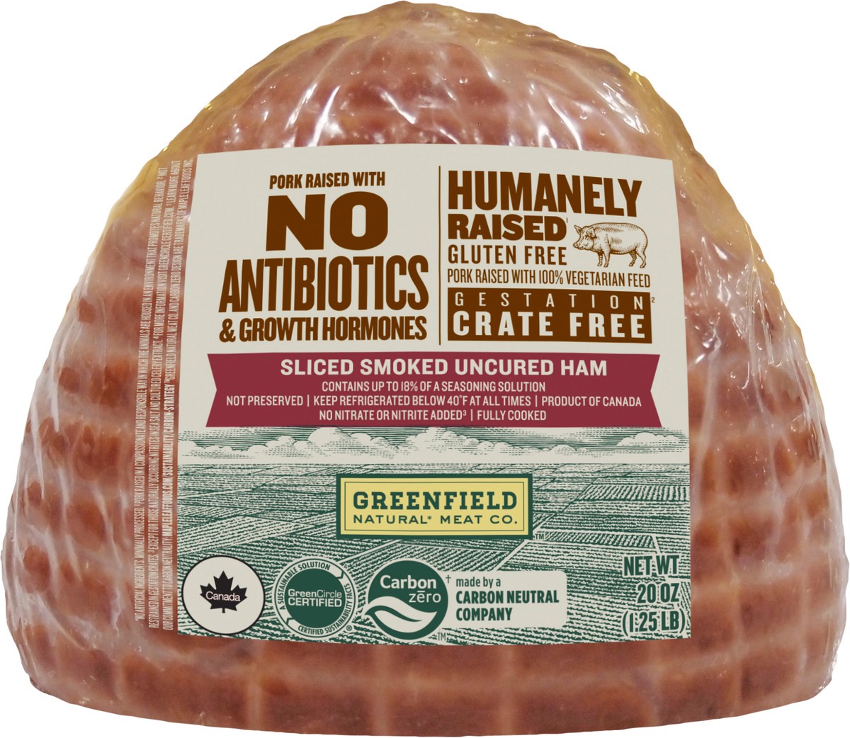 slide 2 of 2, Greenfield Natural* Meat Co. Sliced Smoked Uncured Ham, 567 g