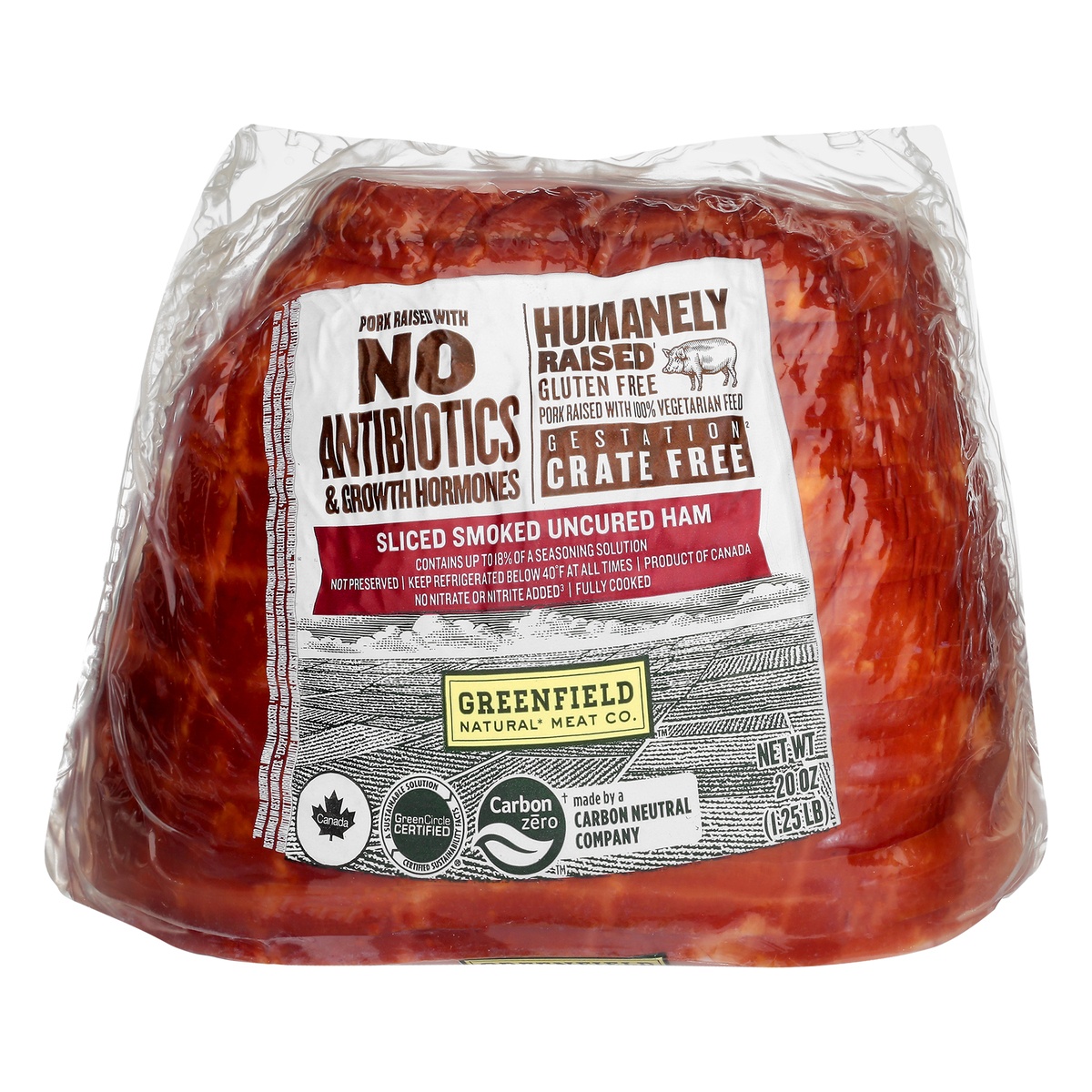 slide 1 of 1, Greenfield Natural Meat Co. Sliced Smoked Ham, 1.25 lb