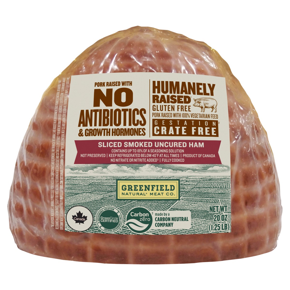 slide 1 of 2, Greenfield Natural Meat Co. Sliced Smoked Uncured Ham, 20 oz