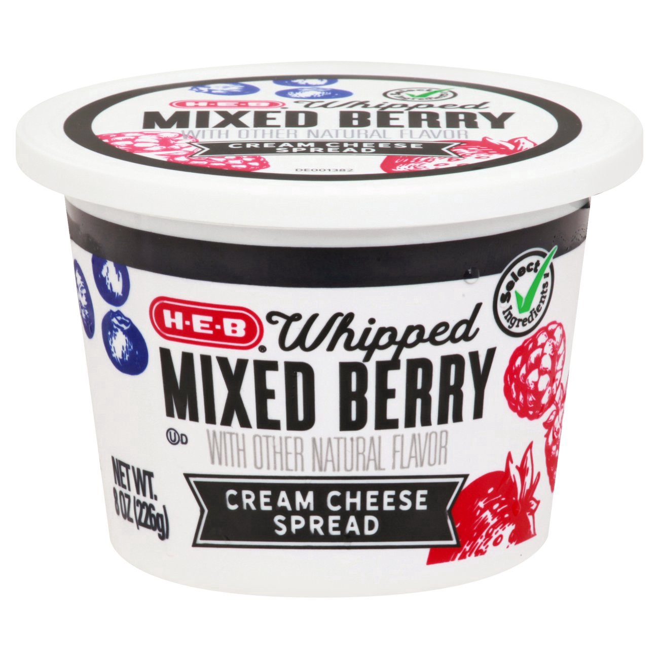 slide 1 of 1, H-E-B Whipped Mixed Berry Cream Cheese Spread, 8 oz