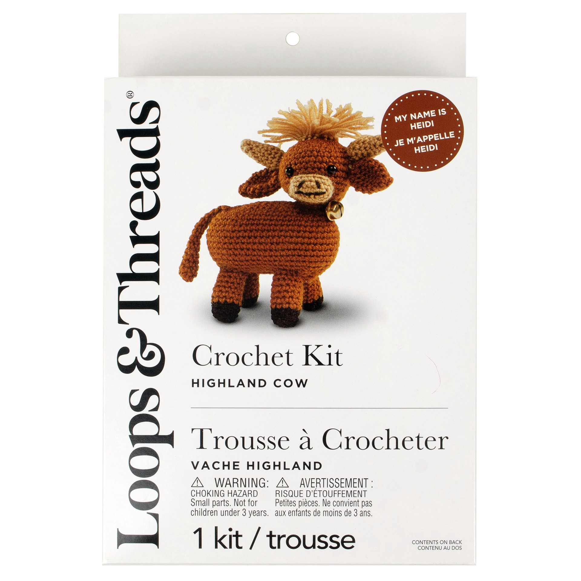 slide 2 of 4, Intermediate Highland Cow Amigurumi Crochet Kit By Loops & Threads, 6.75 in x 2.75 in x 6.5 in