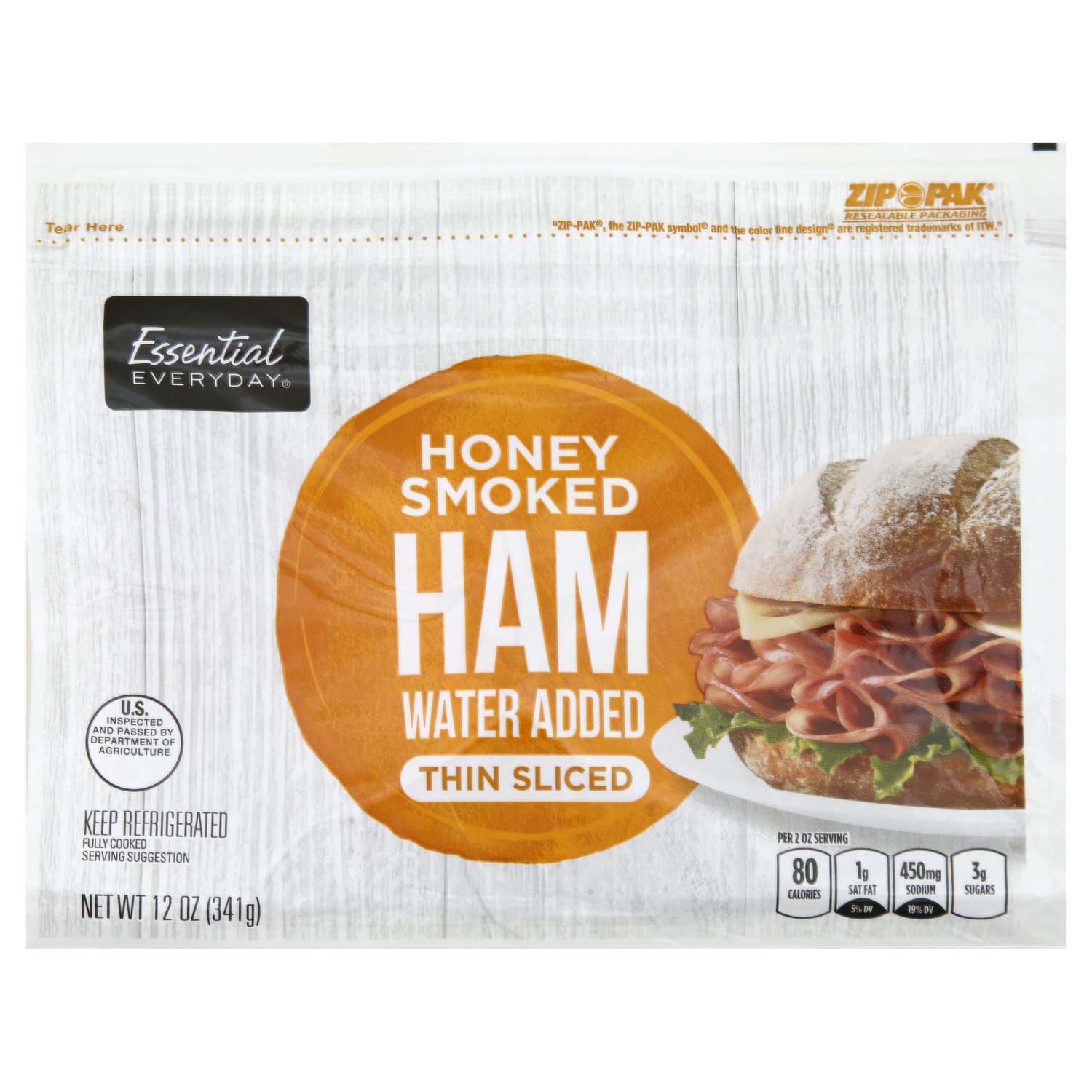 slide 1 of 6, Essential Everyday Thin-Sliced Honey Smoked Ham, 12 oz