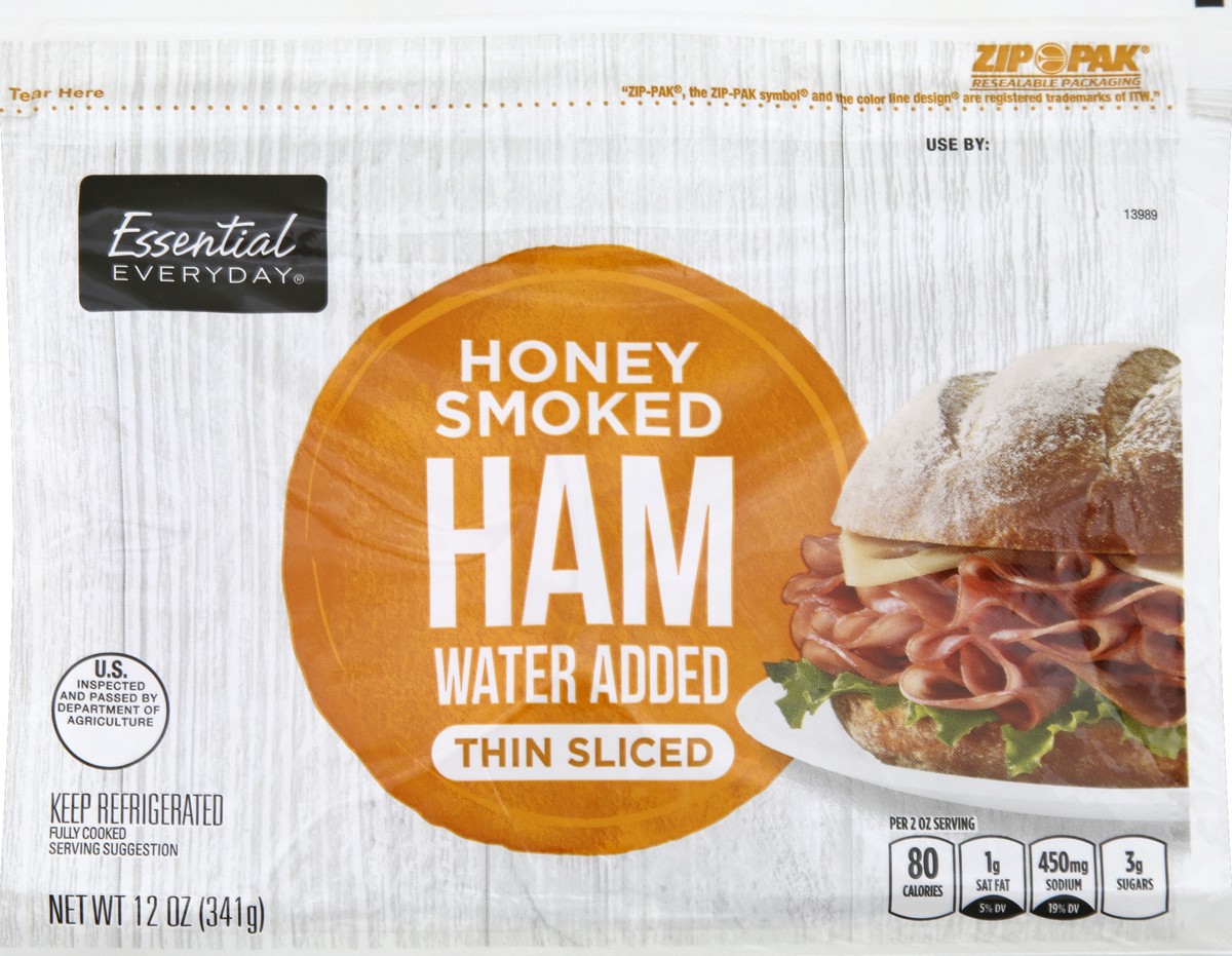 slide 5 of 6, Essential Everyday Thin-Sliced Honey Smoked Ham, 12 oz