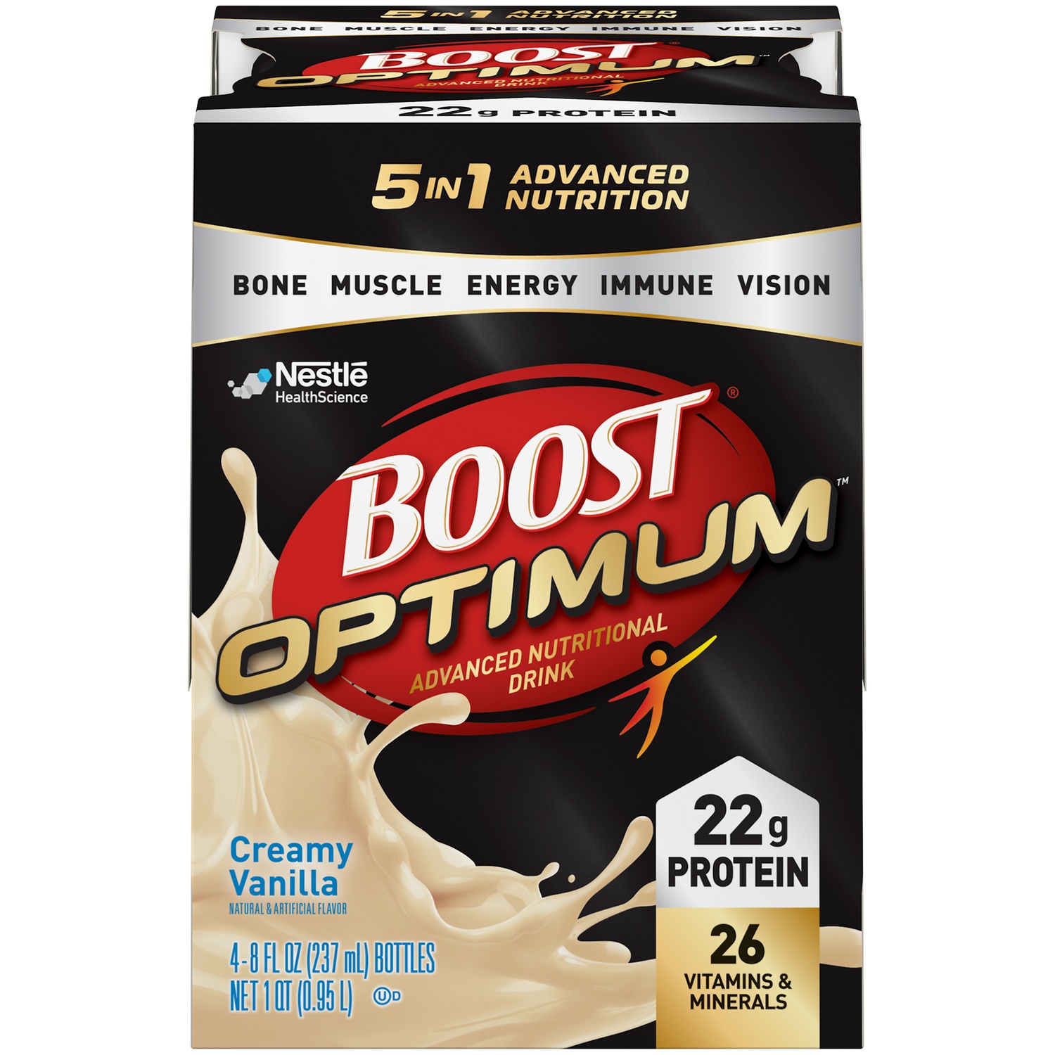 slide 2 of 9, Boost Optimum Creamy Vanilla Advanced Nutritional Drink, 4 ct; 8 fl oz