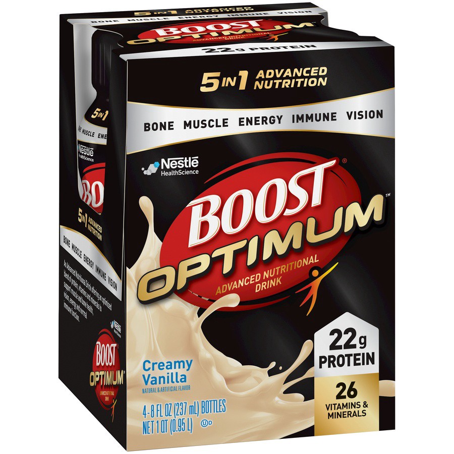 slide 3 of 9, Boost OPTIMUM Creamy Vanilla 4-8 fl. oz. Bottles, 32 fl oz