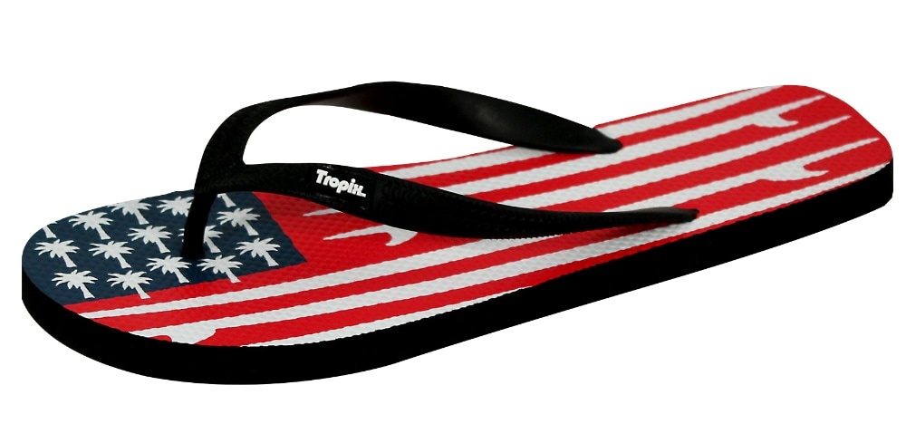 slide 1 of 1, Sun Wave Sports Men's Rubber Zorries Surf Flag Flip Flops, 1 ct