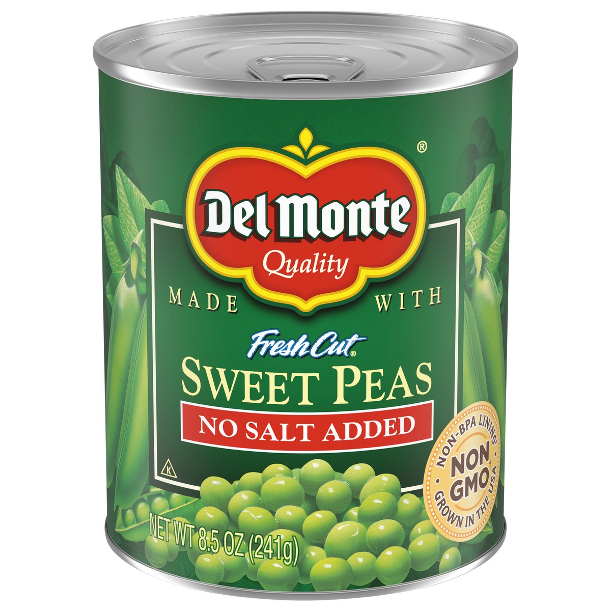 slide 1 of 9, Del Monte Fresh Cut No Salt Added Sweet Peas 8.5 oz. Can, 8.5 oz