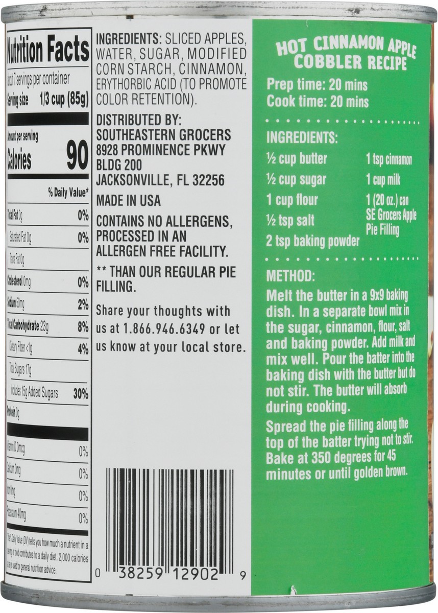 slide 8 of 14, SE Grocers Vry Apple Pie Fllng, 20 oz