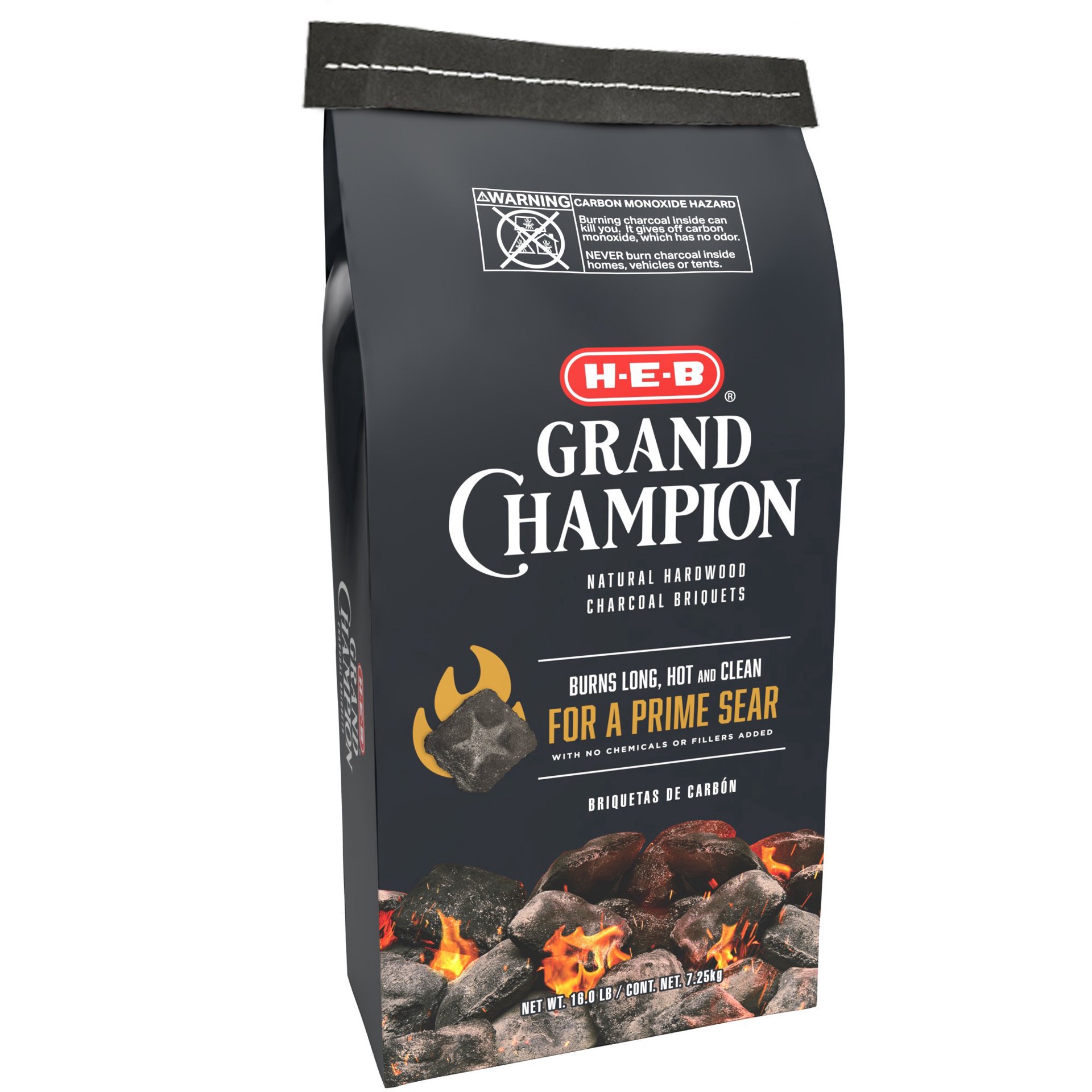 slide 1 of 1, H-E-B Grand Champion Natural Hardwood Charcoal Briquets, 16.6 lb