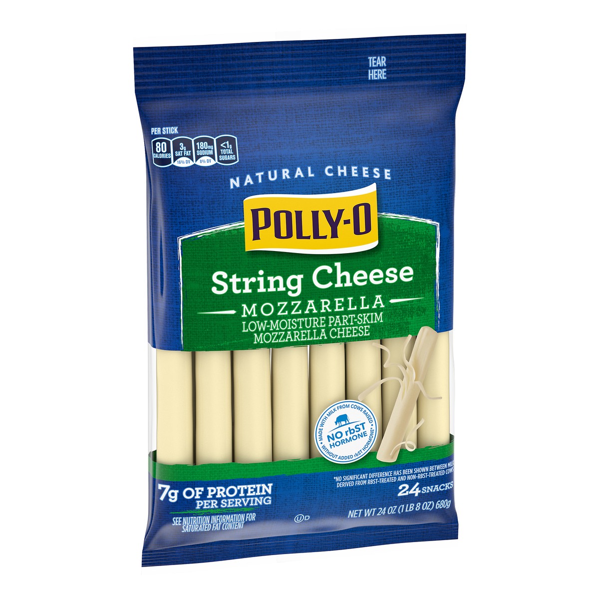 slide 9 of 10, Polly-O String Cheese Mozzarella Cheese Snacks, 24 ct Sticks, 