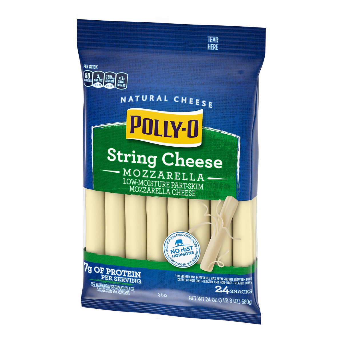 slide 7 of 10, Polly-O String Cheese Mozzarella Cheese Snacks, 24 ct Sticks, 