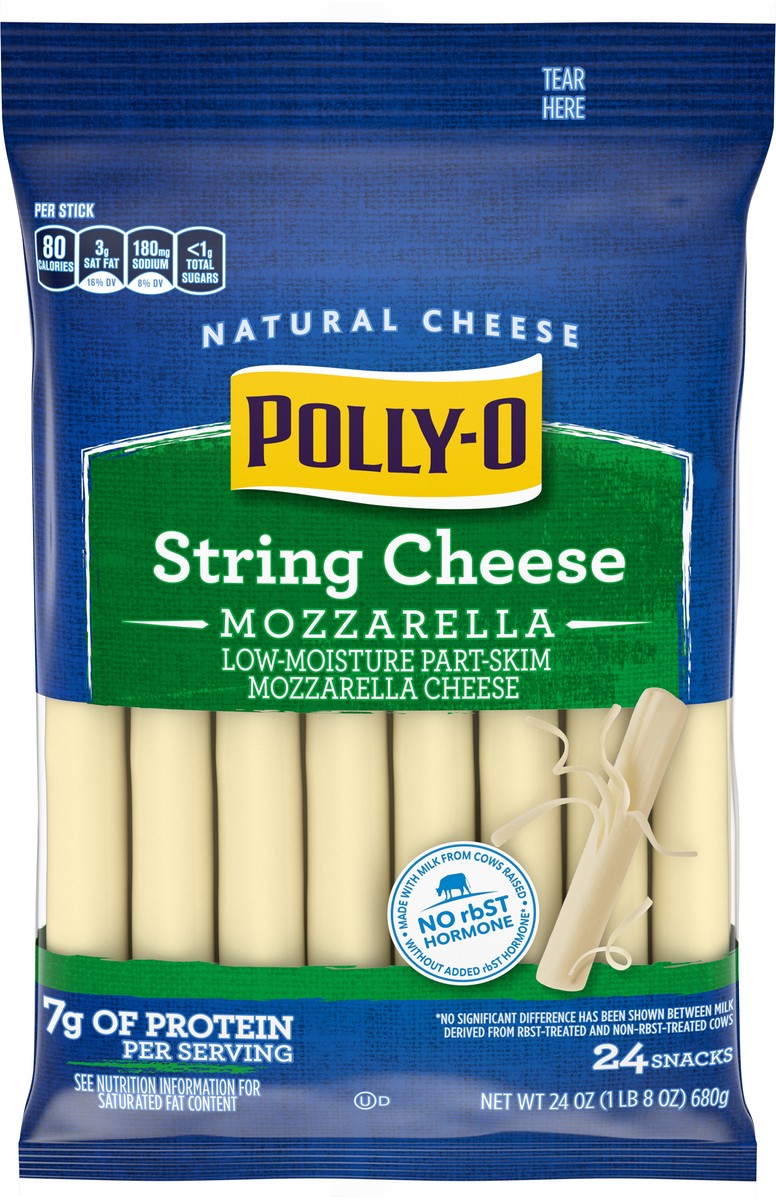 slide 2 of 10, Polly-O String Cheese Mozzarella Cheese Snacks, 24 ct Sticks, 