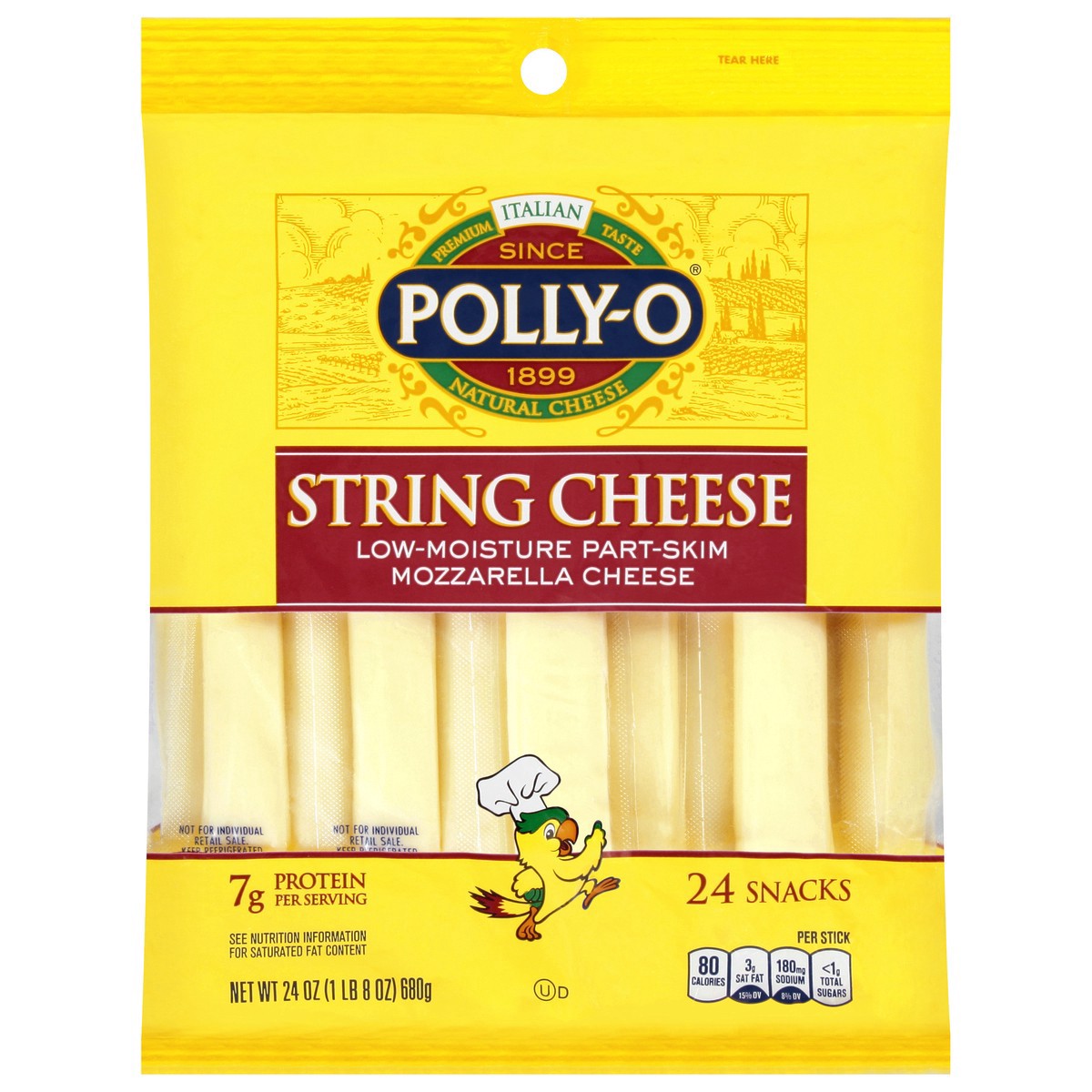 slide 1 of 10, Polly-O String Cheese Mozzarella Cheese Snacks, 24 ct Sticks, 
