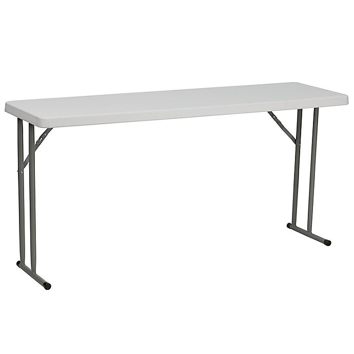 slide 1 of 3, Flash Furniture Plastic Folding Table - White, 5 ft