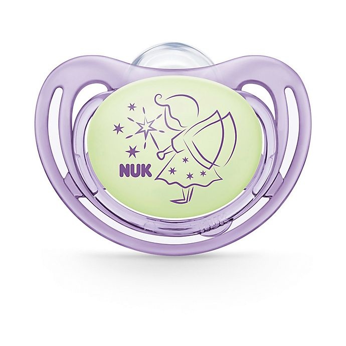 slide 7 of 8, NUK Airflow Glow-in-the-Dark 6-18 Months Pacifiers - Pink and Purple, 2 ct
