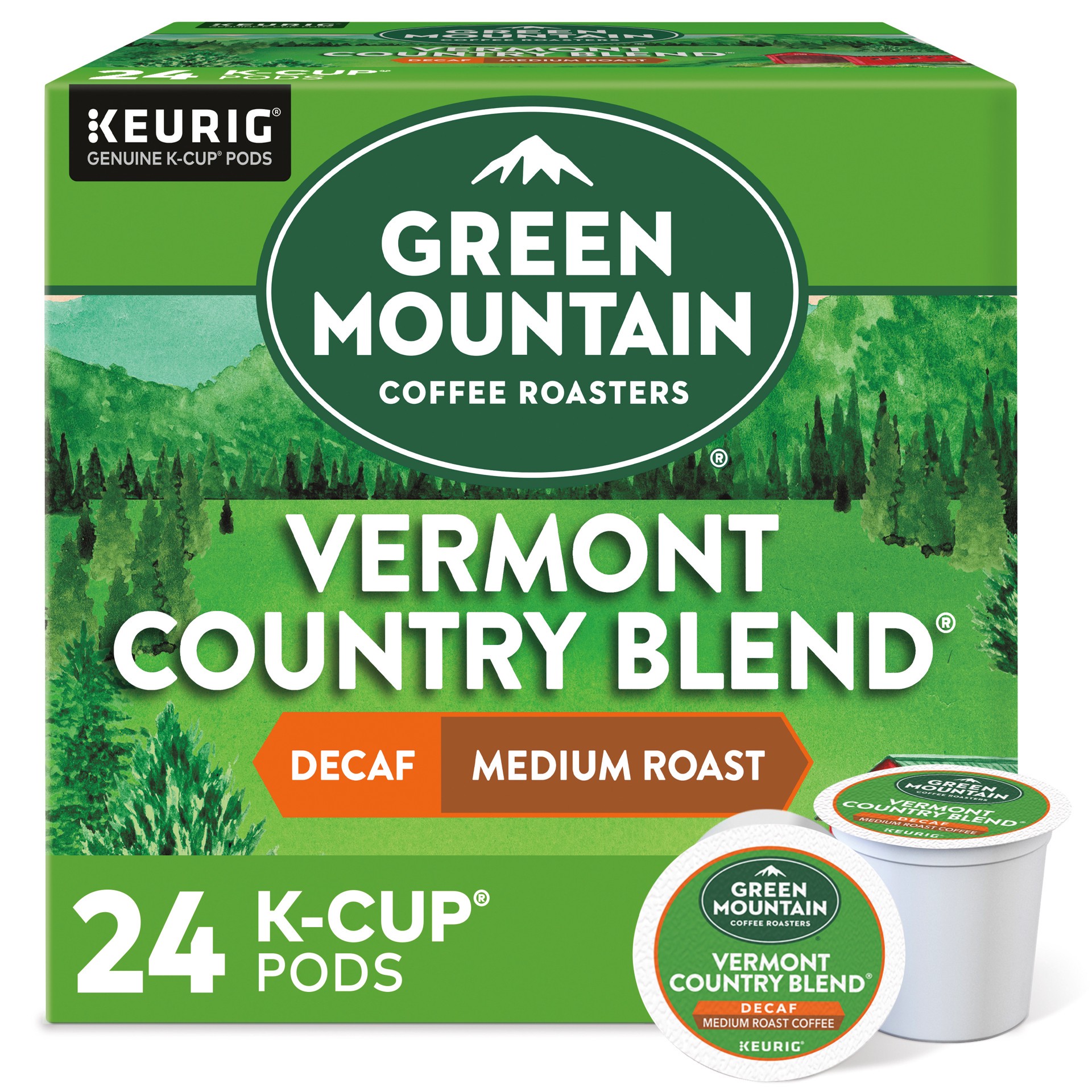 slide 1 of 5, Green Mountain Coffee Roasters Vermont Country Blend Decaf, Keurig Single-Serve K-Cup Pods, Medium Roast Coffee, 24 Count, 24 ct