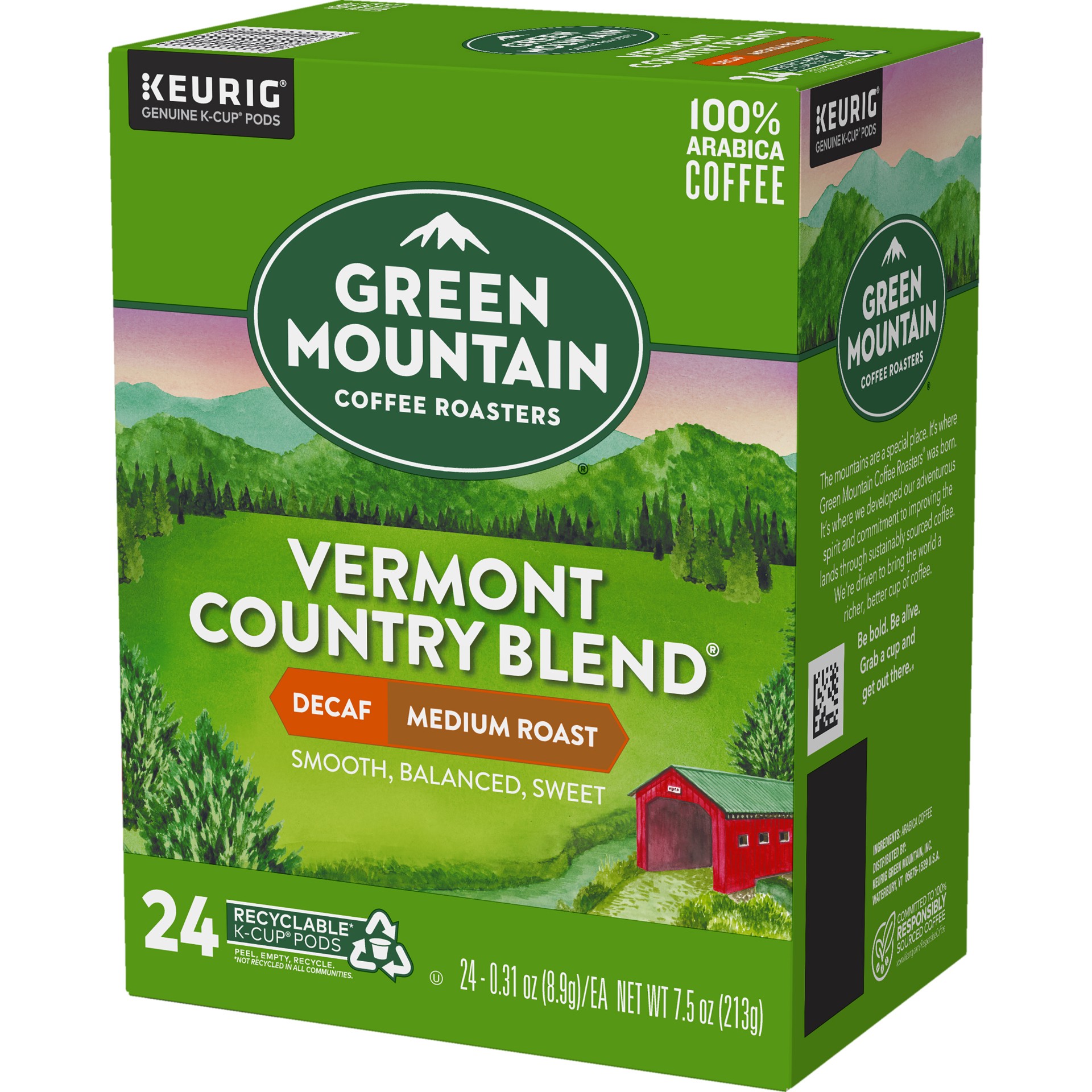 slide 4 of 5, Green Mountain Coffee Roasters Vermont Country Blend Decaf, Keurig Single-Serve K-Cup Pods, Medium Roast Coffee, 24 Count, 24 ct