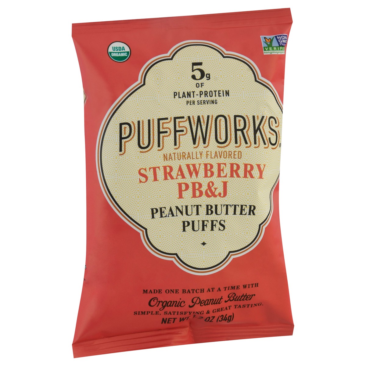 slide 2 of 9, Puffworks Strawberry PB&J Peanut Butter Puffs 1.2 oz, 1.2 oz