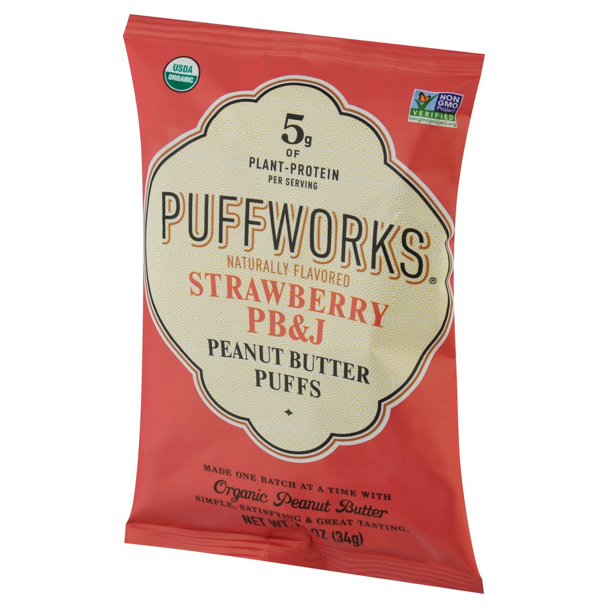 slide 3 of 9, Puffworks Strawberry PB&J Peanut Butter Puffs 1.2 oz, 1.2 oz