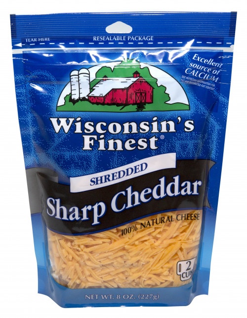 slide 1 of 1, Wisconsin's Finest Shredded Sharp Cheddar Cheese, 8 oz