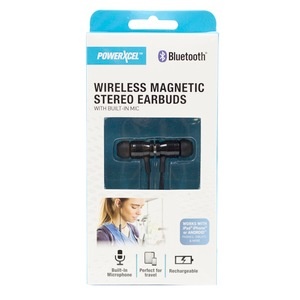 slide 1 of 1, PowerXcel Wireless Magnetic Stereo Earbuds, 1 ct