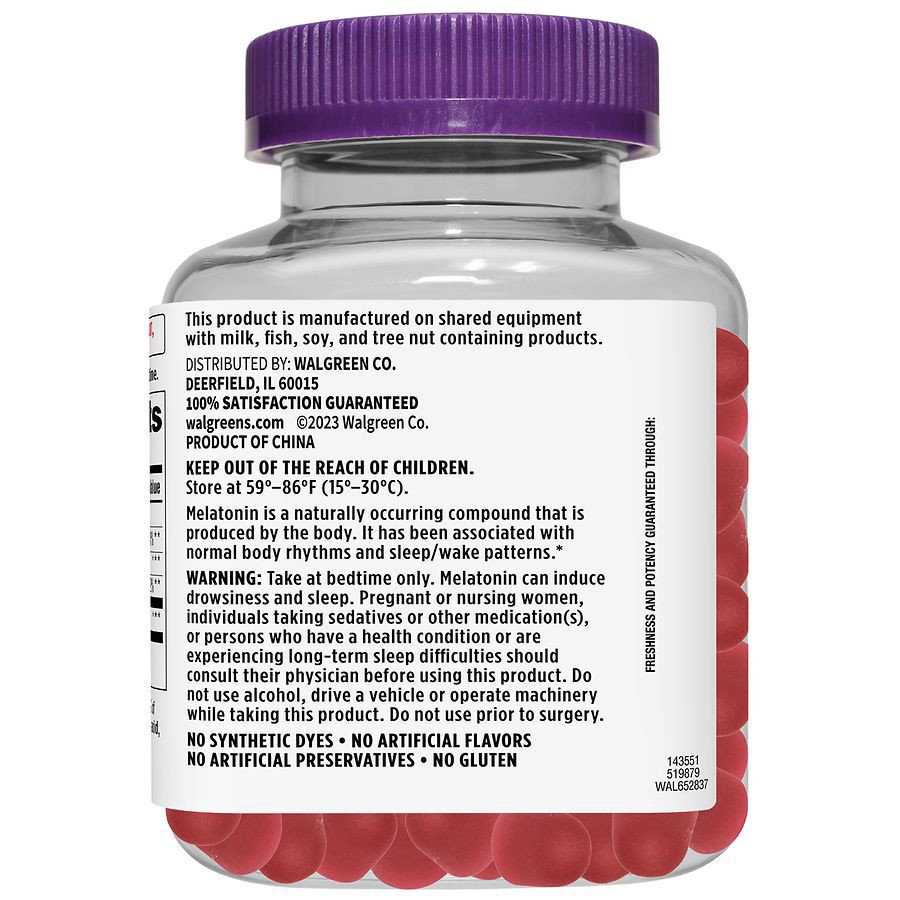 slide 2 of 4, Walgreens Melatonin Gummies 5 mg Natural Strawberry, 90 ct