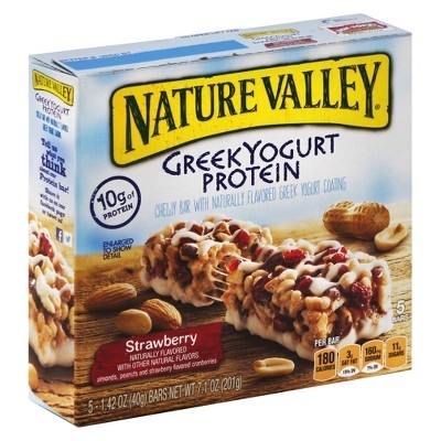 slide 1 of 1, Nature Valley Chewy Greek Yogurt Strawberry Nut Protein Bars, 5 ct; 1.42 oz