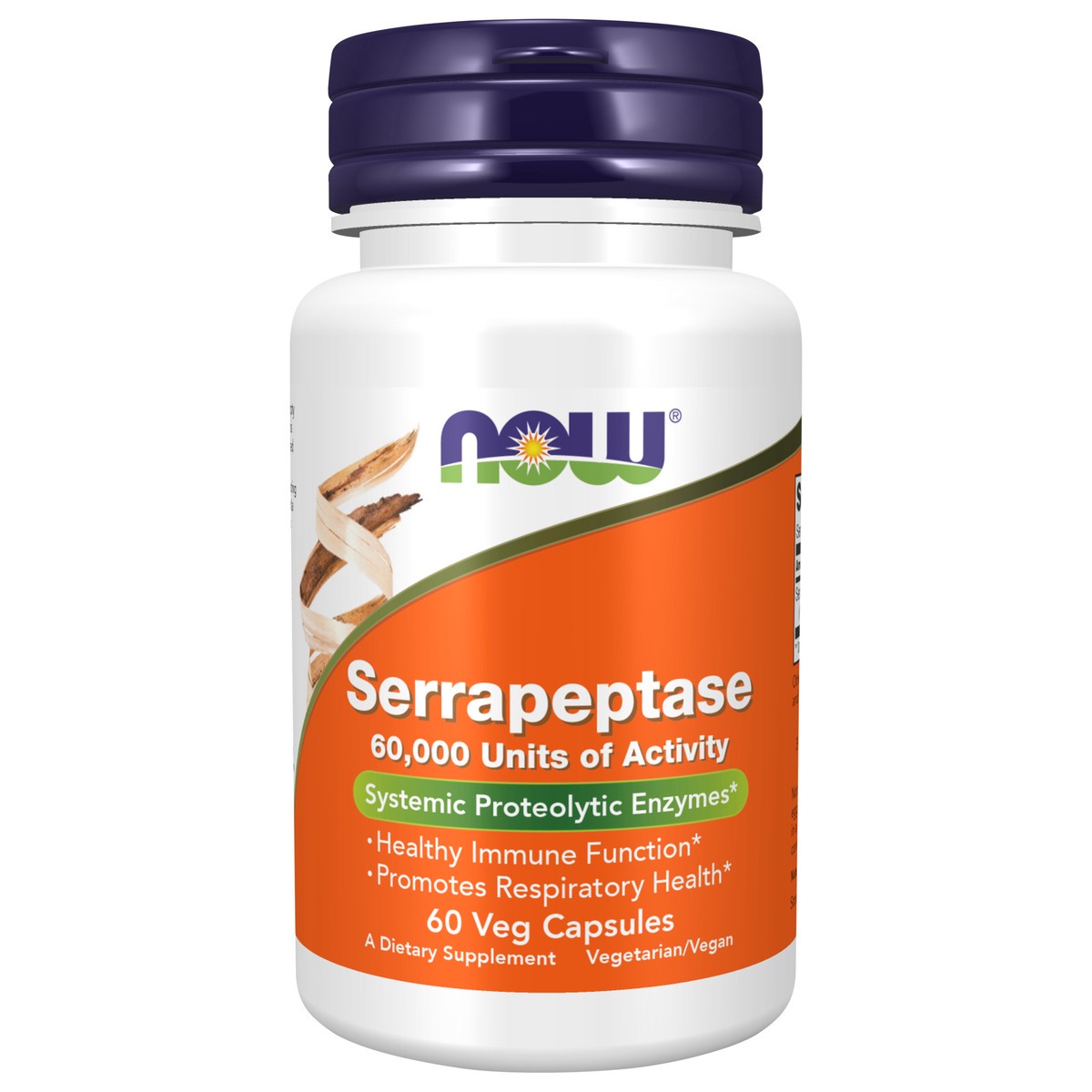 slide 1 of 4, NOW Serrapeptase - 60 Veg Capsules, 1 ct