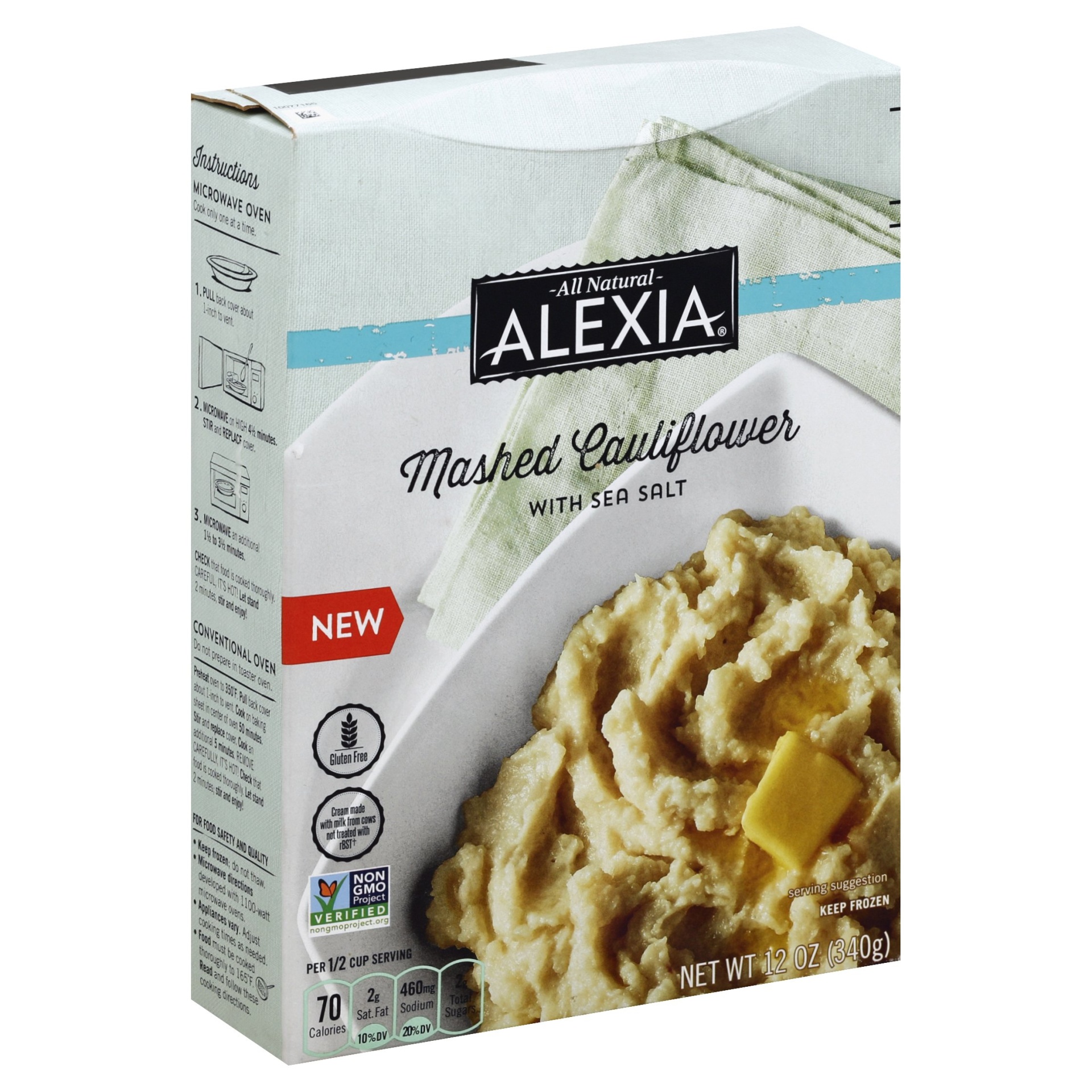slide 1 of 1, Alexia All Natural Mashed Cauliflower With Sea Salt, 12 oz