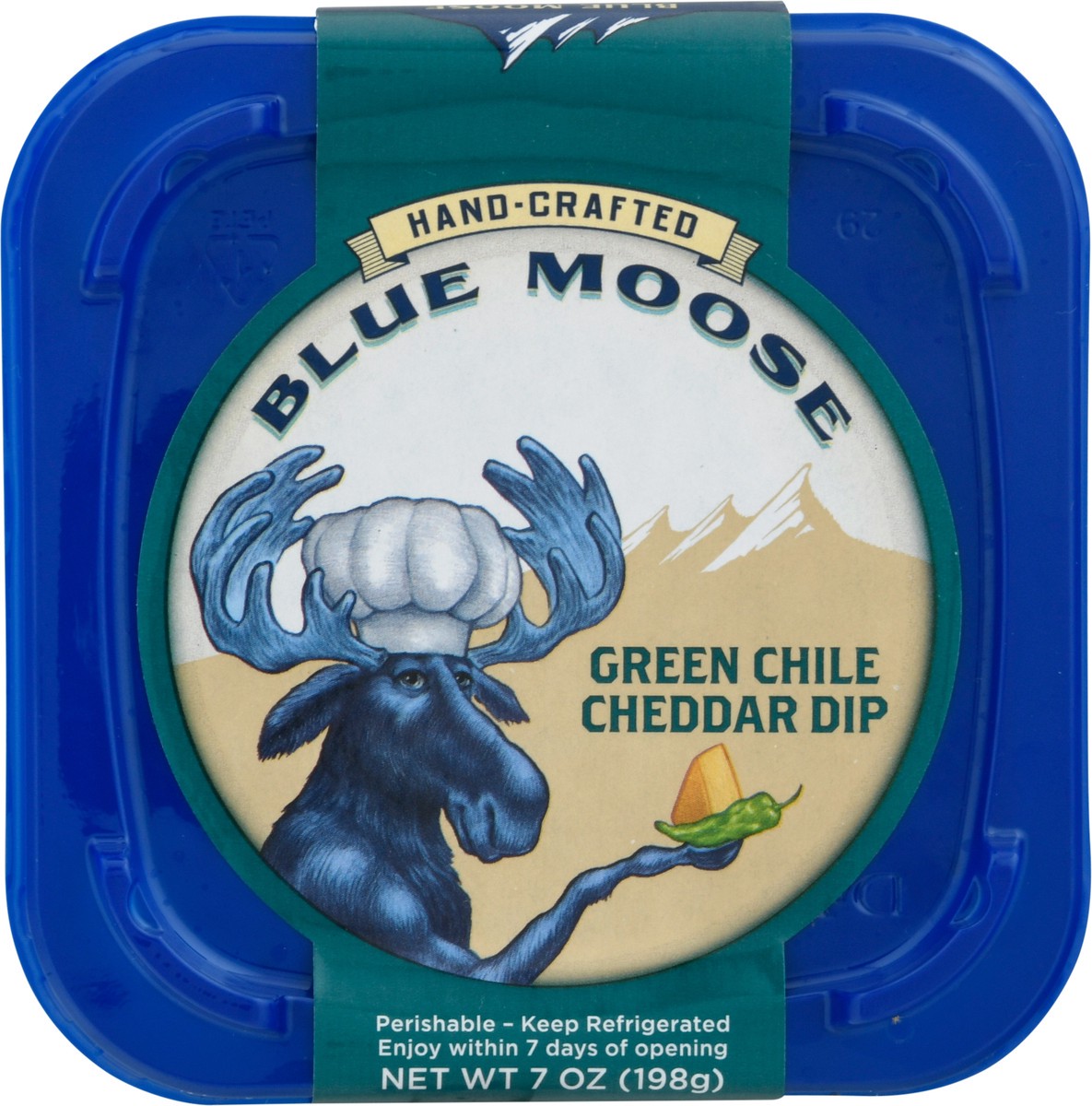 slide 7 of 12, Blue Moose of Boulder Green Chile Cheddar Dip, 7 oz